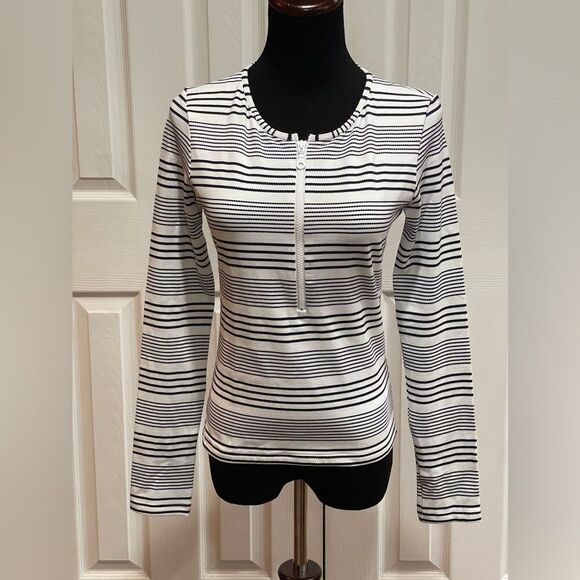 Melissa Odabash Striped Crew Neck Top w/ Tags SZ 8 - Picture 2 of 6